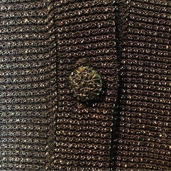 Jessica McClintock Vintage Black/Silver Threads Cardigan Sweater Size Medium - Picture 6 of 10